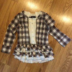 Hannah Banana mock layered plaid hoodie sz‎ 6x